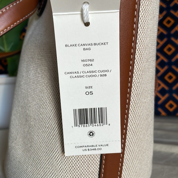 NWT blake canvas bucket crossbody shoulder bag classic cuoio brown 160762 - Picture 10 of 12